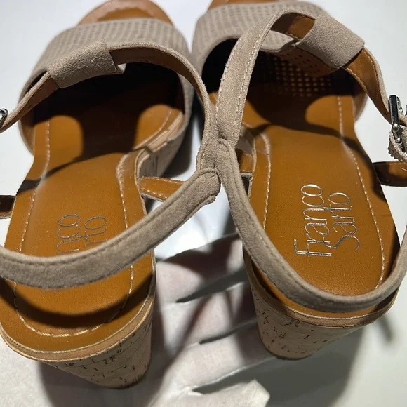 🥳🫆💐FRANCO SARTA 8.5 Clinton 
espadrille platform wedges, 4” Heel, Taupe - Picture 8 of 10